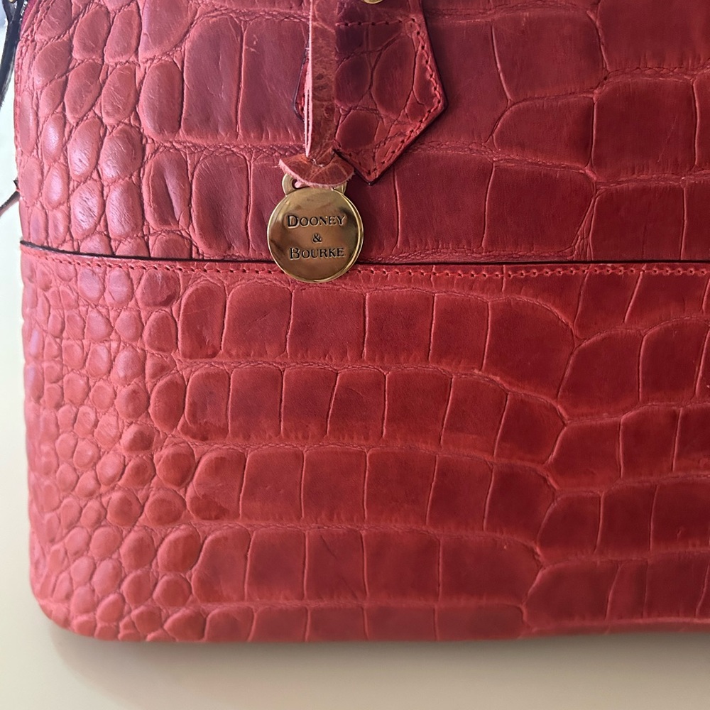 Dooney & Bourke Red Crocodile-Embossed Tote - Picture 3 of 5